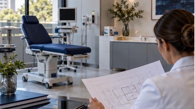 Ambiente de clínica para operação de crédito no setor da saúde